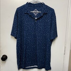 BURLEBO Navy Polo with White Speckle Print